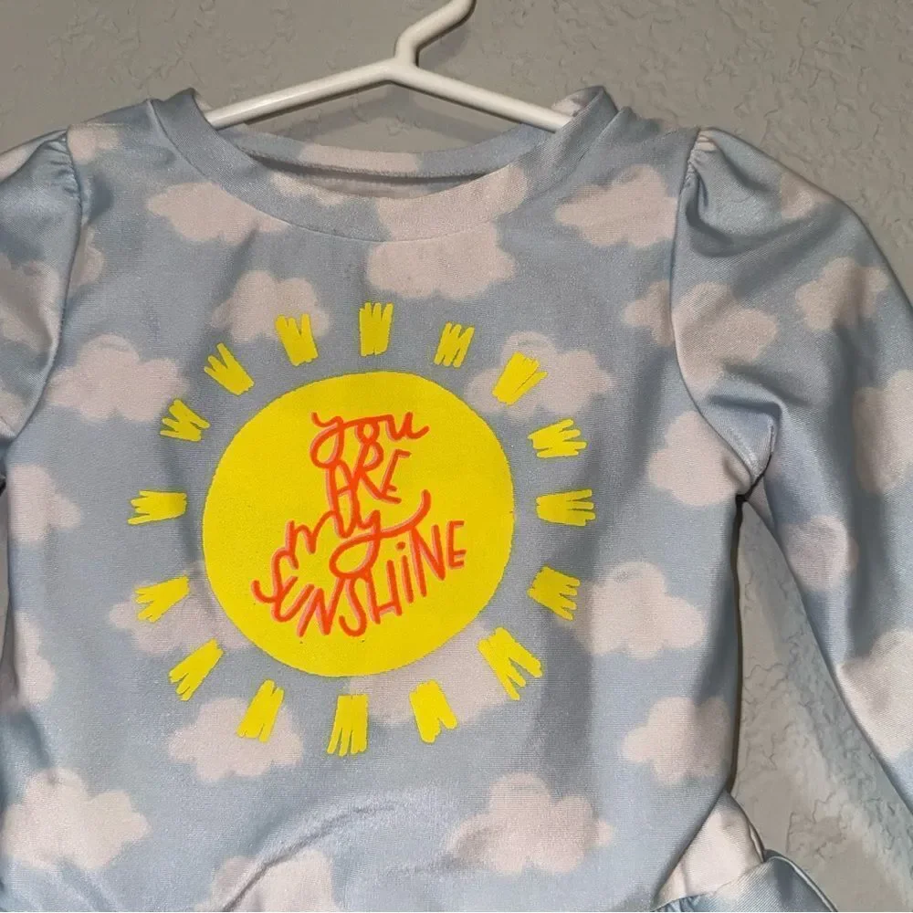 Kid's Cat & Jack Blue Cloud Long Sleeve Rashguard Swim Top